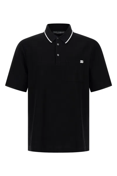 Dolce & Gabbana Cotton Pique Polo In Black