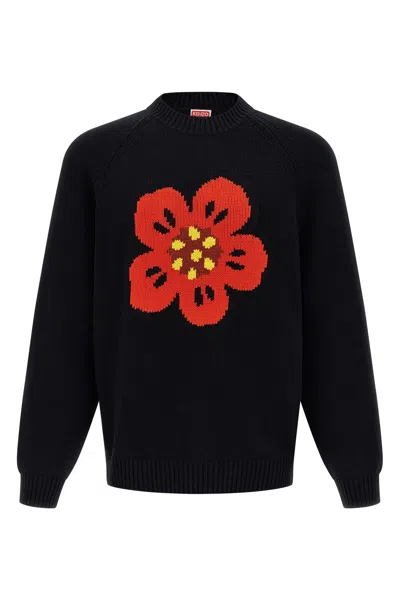 Kenzo Boke Flower Cotton Blend Sweater In Black