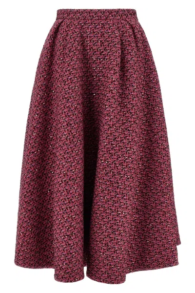 Alessandra Rich Tweed A-line High-waisted Midi Skirt In Pink