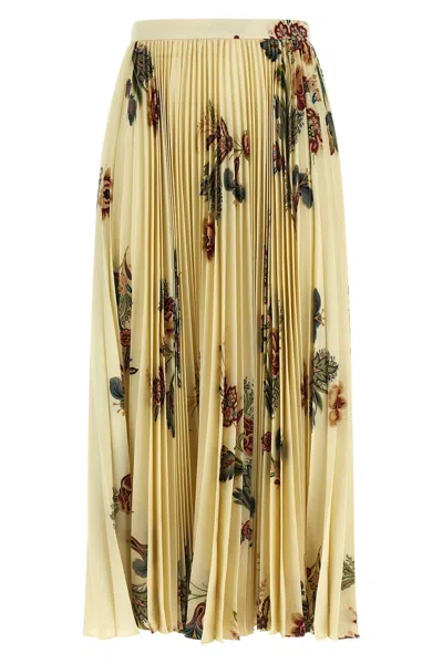 Etro Pleated Midi Skirt With Floral Print In Multi