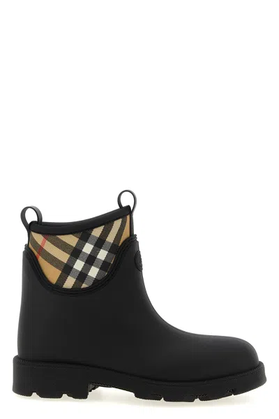 Burberry Marsh Stamp Rubber Ankle Boots In Black