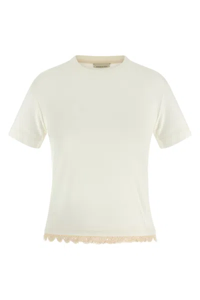 Magda Butrym Crew Neck Lace Trim Plain T-shirt In White