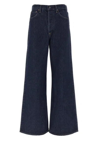 Agolde Lady's Wide-leg Jeans With Five Pockets In Blue