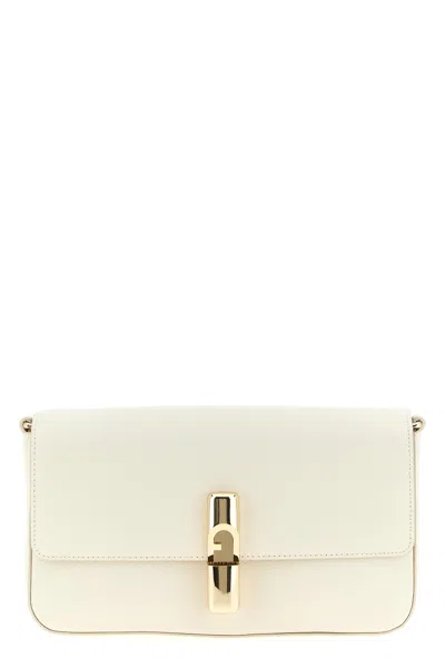 Furla Iride Small Cream Leather Crossbody Bag In White