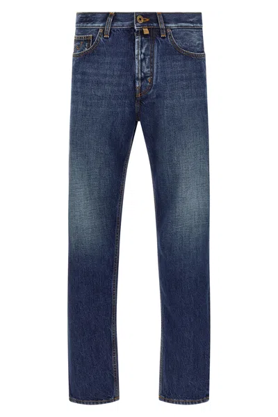 Jacob Cohen Belt Loops Contrast Stitching Faded Jeans In Blue