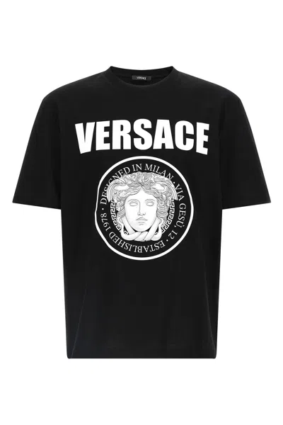 Versace T-shirt With Logo In Black