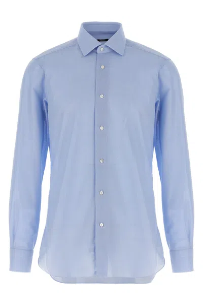 Barba Napoli Honeycomb Pattern Cotton Shirt In Blue