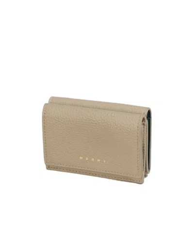 Marni Logo-debossed Leather Rectangular Wallet In Brown