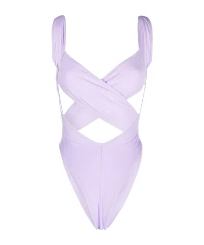 Reina Olga Exotic High-leg Cut Wrap Bikini In Purple