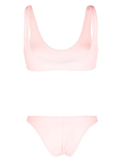 Reina Olga Pilou Scrunch Bikini Set In Pink
