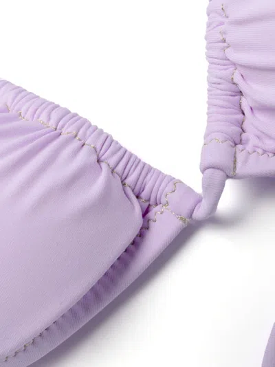 Reina Olga Guia Scrunch Detailed Triangle Bikini Set In Purple