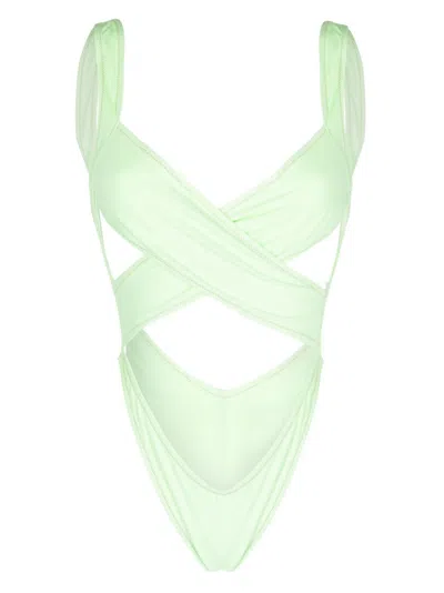 Reina Olga Crisscross Design Wrap Bikini In Green