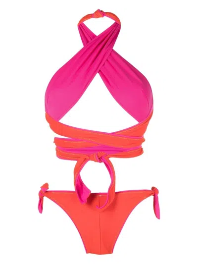 Reina Olga Halter Tie Showhorse Bikini In Orange