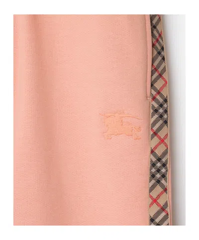 Burberry Check Trim Cotton Jogging Pants In Pink