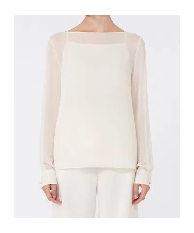 Max Mara Silk Georgette Blouse In White
