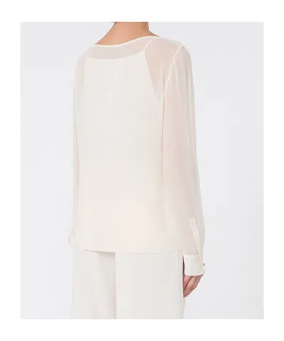 Max Mara Silk Georgette Blouse In White