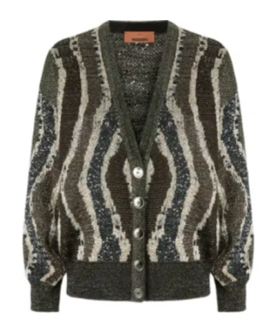 Missoni Boxy Cardigan With Buttons And Wave Pattern In Black