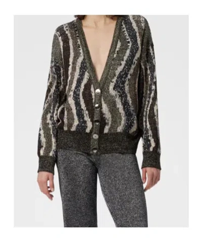 Missoni Boxy Cardigan With Buttons And Wave Pattern In Black
