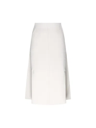 Max Mara Mid-length A-line Knitted Skirt With Subtle Side Slits In White