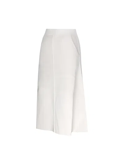Max Mara Mid-length A-line Knitted Skirt With Subtle Side Slits In White
