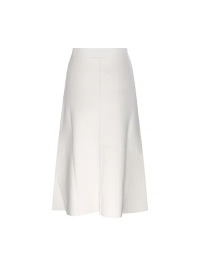 Max Mara Mid-length A-line Knitted Skirt With Subtle Side Slits In White