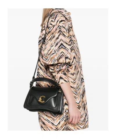 Coccinelle Black Handbag With Detachable Top Handle  In Black