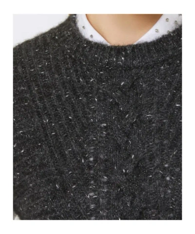 Max Mara Alpaca And Lurex Gilet In Gray