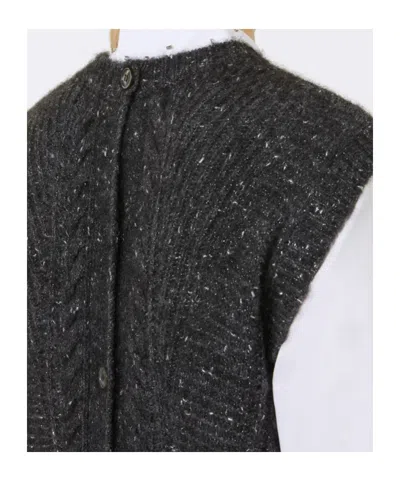 Max Mara Alpaca And Lurex Gilet In Gray