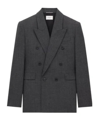 Saint Laurent Tailored Blazer With Double-breasted Design In Gray