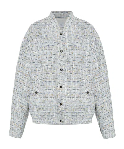 Iro Noemy Tweed Buttoned Jacket In Blue
