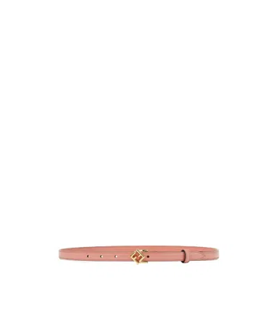 Fendi Adjustable Reversible Leather Belt With Ff Stud In Pink