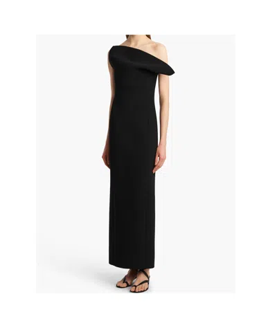 Khaite Sato One-shoulder Velvet Midi Dress In Black