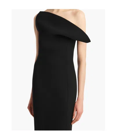 Khaite Sato One-shoulder Velvet Midi Dress In Black
