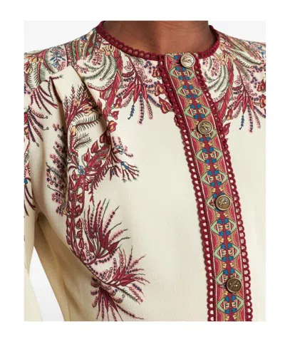 Etro Sable Midi Dress With Floral Paisley Print In Nude