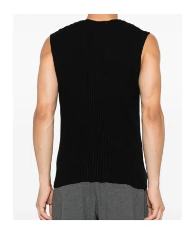 Vivienne Westwood Ribbed Sleeveless Crewneck Button Detailing In Black