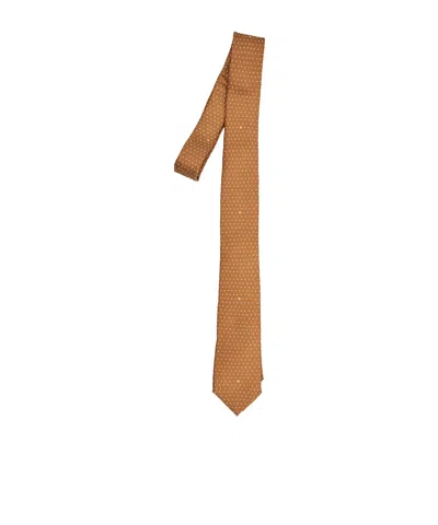 Fendi Silk Tie With Micro Polka Dot Pattern In Brown