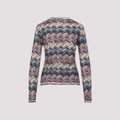 Missoni Womens Multicolor Tones Chevron V-neck Knit Cardigan In Gray