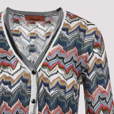 Missoni Womens Multicolor Tones Chevron V-neck Knit Cardigan In Gray
