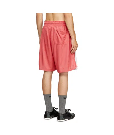 Diesel Striped Shorts With Photo Patches In Multi