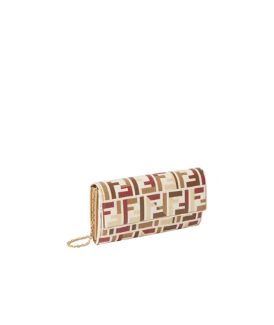 Fendi Pouch With Chain In Multicolor Ff Fabric In Multi