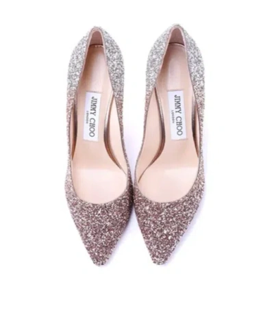 Jimmy Choo Romy Multicolor Pumps With All-over Glitters In Fabric And Leather Woman In Gray