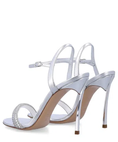 Casadei Embellished Metallic Open Toe Sandals In Animal Print