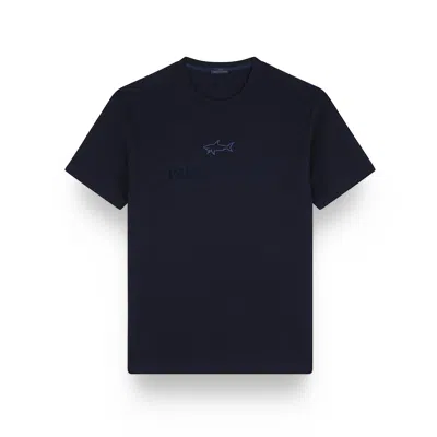 Paul & Shark Cotton Jersey T-shirt With Logo Print In Blue