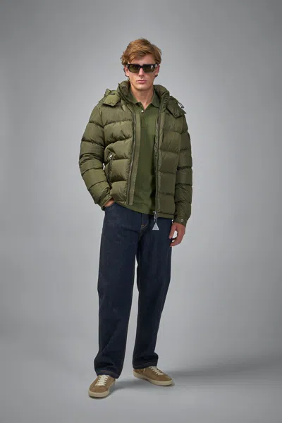 Moncler Men Baudinet Down Jacket With Logo Patch In Green