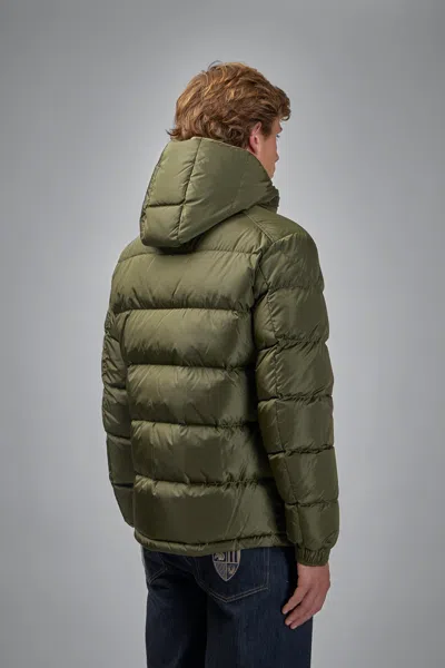 Moncler Men Baudinet Down Jacket With Logo Patch In Green