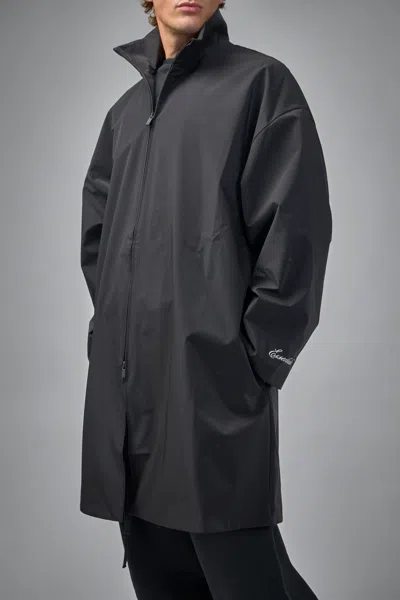 Essentials Long Nylon Jacket With Logo Patch. In Black