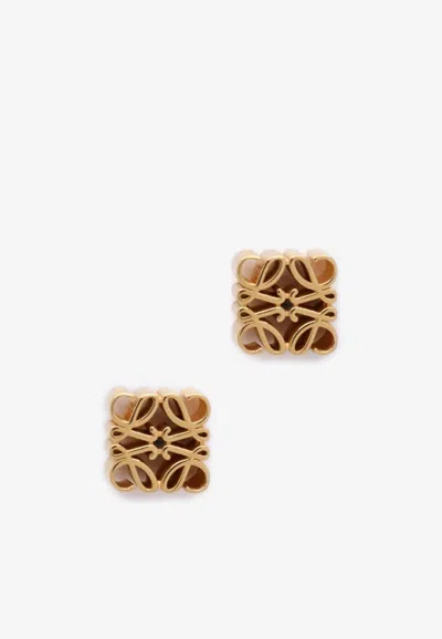 Loewe Anagram Cube Stud Earrings In Gold