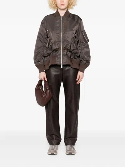 Sacai Drawstring-detail Bomber Jacket In Brown