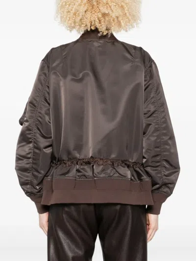 Sacai Drawstring-detail Bomber Jacket In Brown
