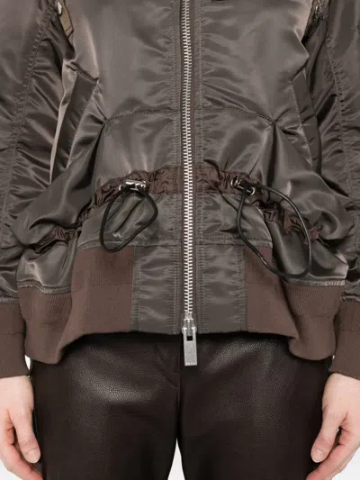 Sacai Drawstring-detail Bomber Jacket In Brown